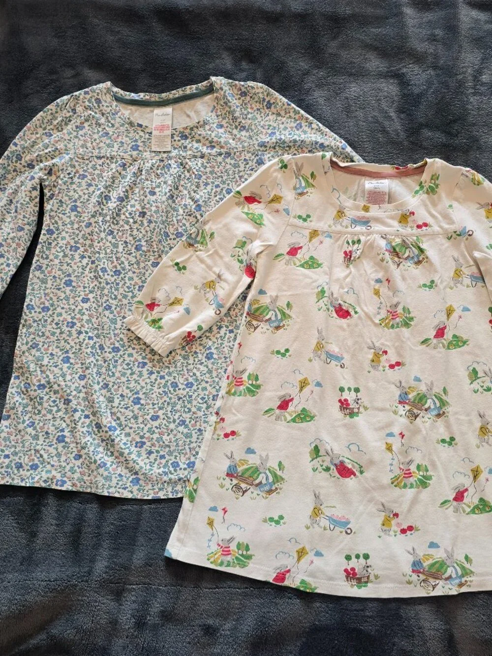2-3Y Girls Mini Boden Long Sleeve Nightgown Bundle (Bunnies & Floral)
